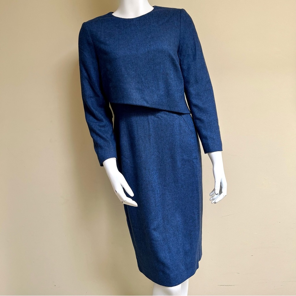 Refined Navy Long-Sleeve Midi Sheath Dress